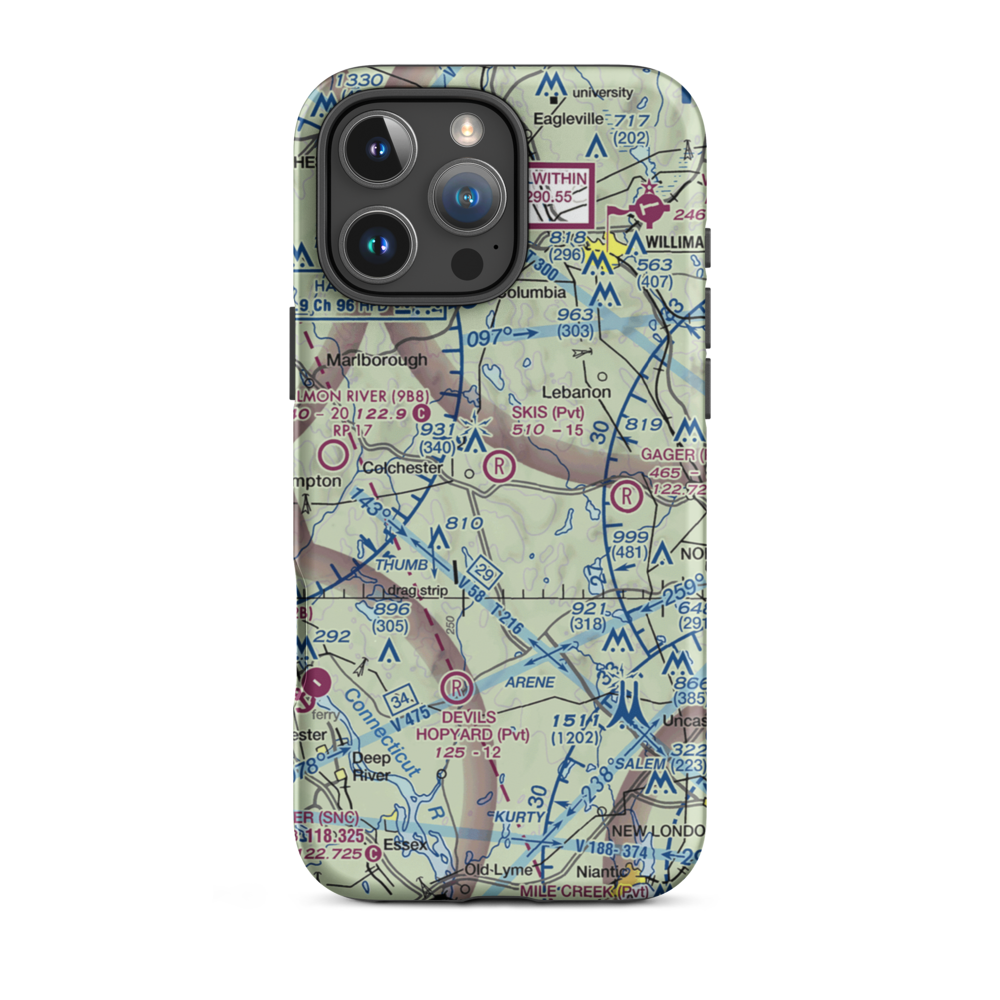 Skis Landing Area Airport (CT07) VFR Sectional  Tough iPhone Case iPhone 16 Pro Max model shown