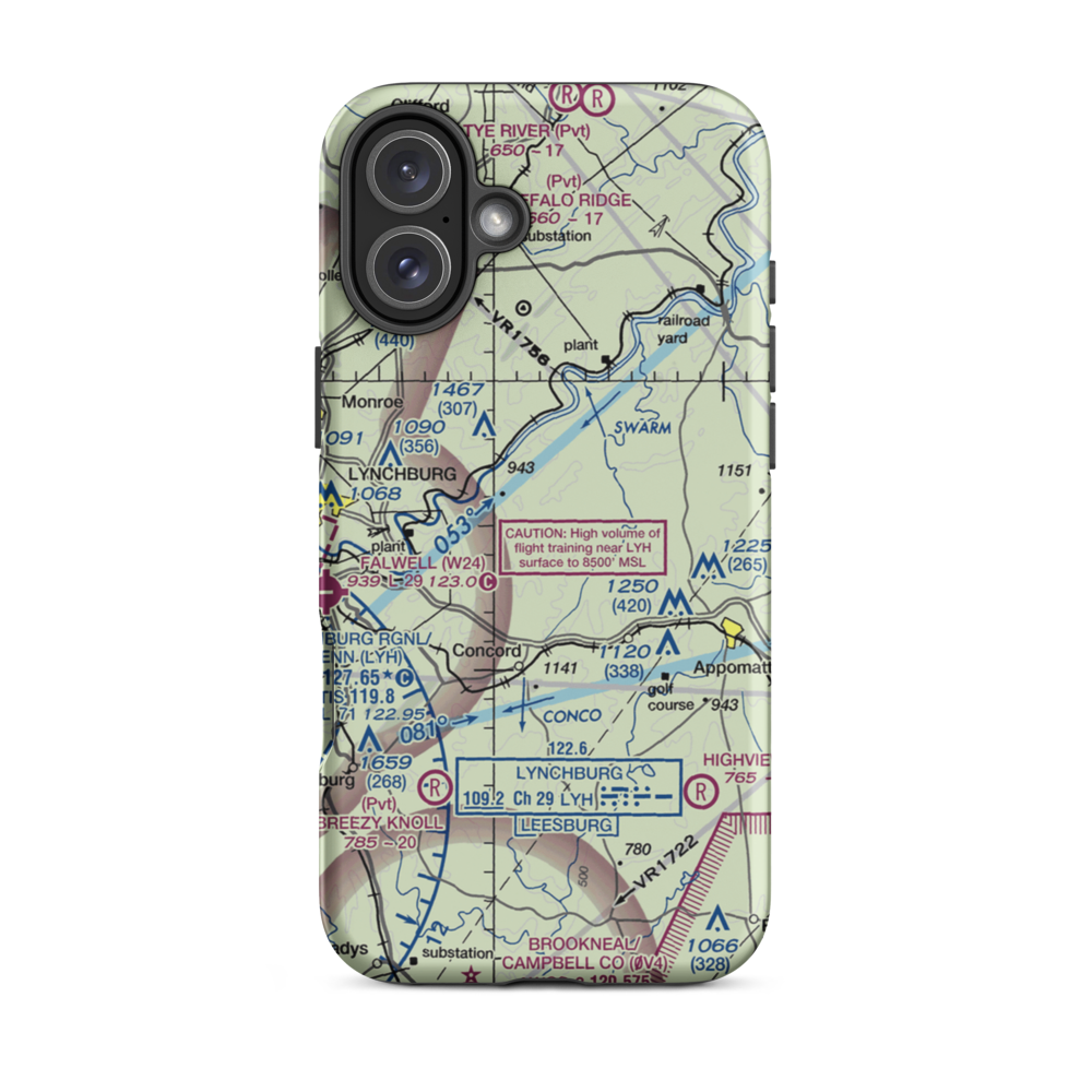 Skovhus Airport (VA24) VFR Sectional  Tough iPhone Case iPhone 16 Plus model shown