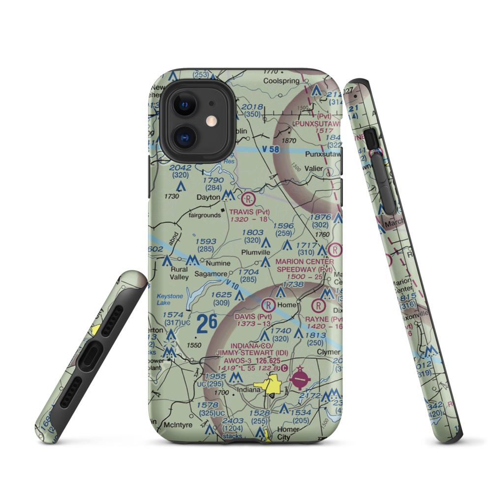 Skunk Hollow Airport (PN83) VFR Sectional  Tough iPhone Case iPhone 11 model shown