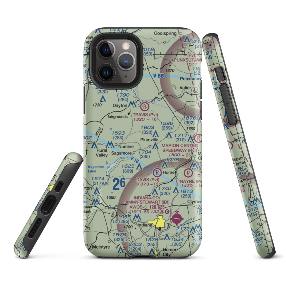 Skunk Hollow Airport (PN83) VFR Sectional  Tough iPhone Case iPhone 11 Pro model shown