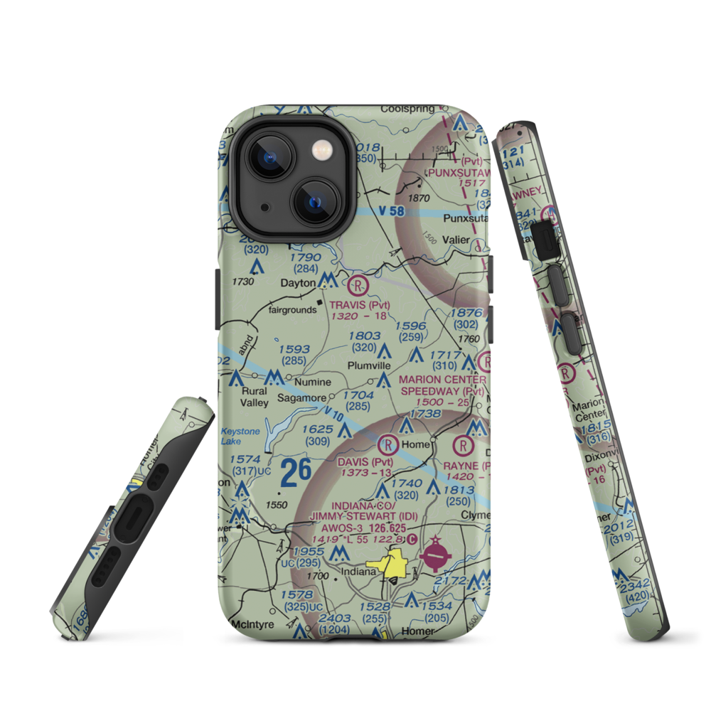 Skunk Hollow Airport (PN83) VFR Sectional  Tough iPhone Case iPhone 14 model shown