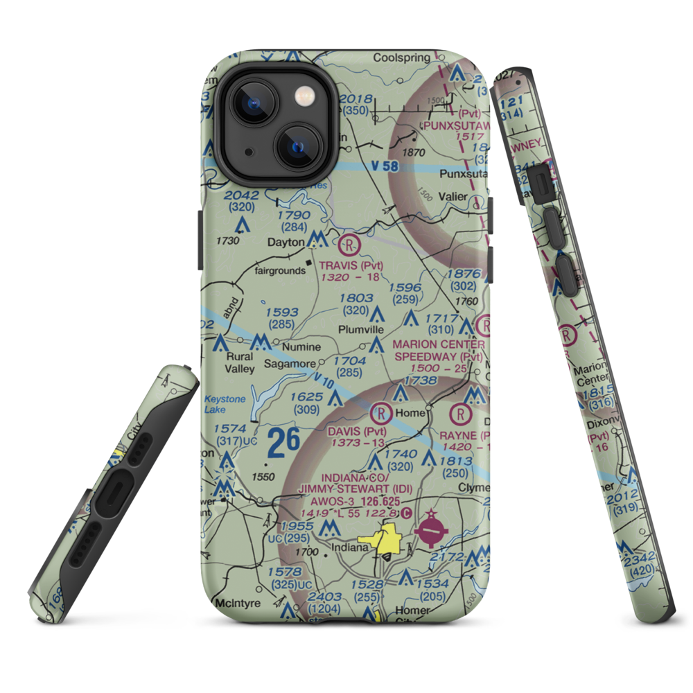 Skunk Hollow Airport (PN83) VFR Sectional  Tough iPhone Case iPhone 14 Plus model shown
