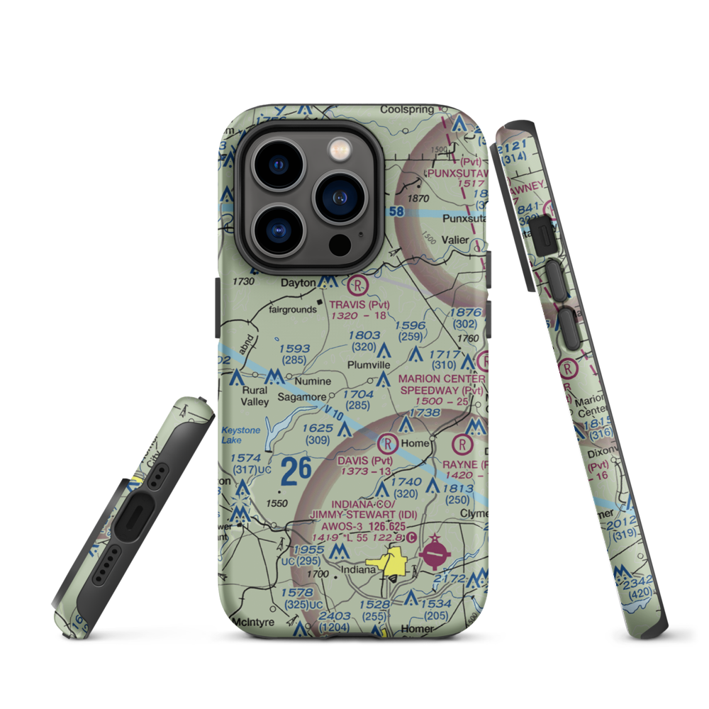 Skunk Hollow Airport (PN83) VFR Sectional  Tough iPhone Case iPhone 14 Pro model shown