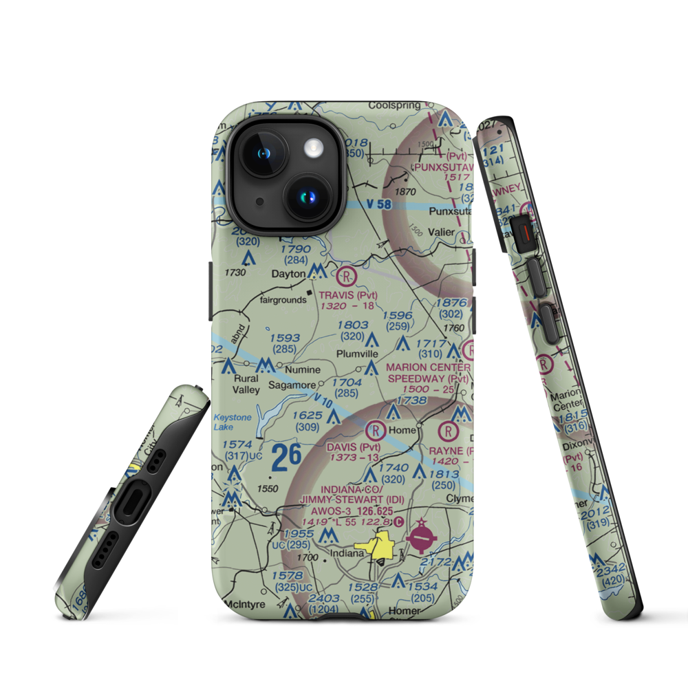 Skunk Hollow Airport (PN83) VFR Sectional  Tough iPhone Case iPhone 15 model shown