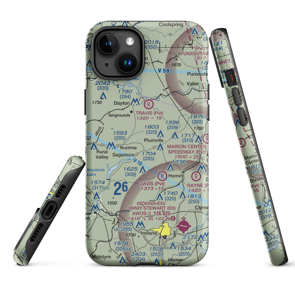 Skunk Hollow Airport (PN83) VFR Sectional  Tough iPhone Case iPhone 15 Plus model shown
