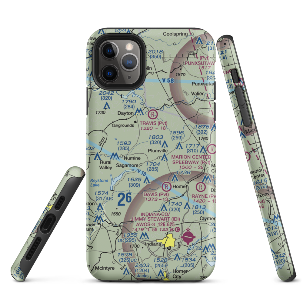 Skunk Hollow Airport (PN83) VFR Sectional  Tough iPhone Case iPhone 11 Pro Max model shown