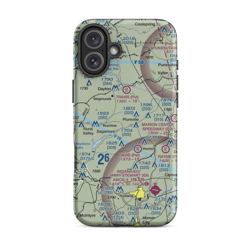 Skunk Hollow Airport (PN83) VFR Sectional  Tough iPhone Case iPhone 16 Plus model shown