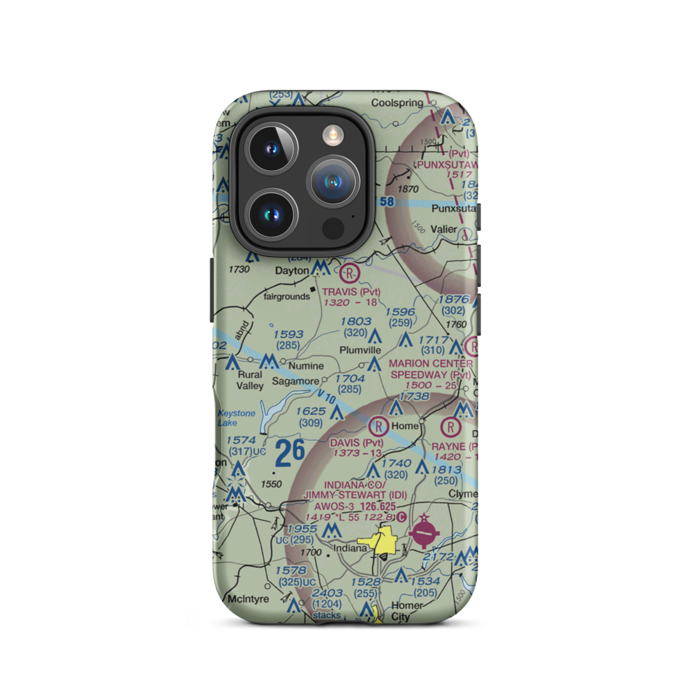 Skunk Hollow Airport (PN83) VFR Sectional  Tough iPhone Case iPhone 16 Pro model shown