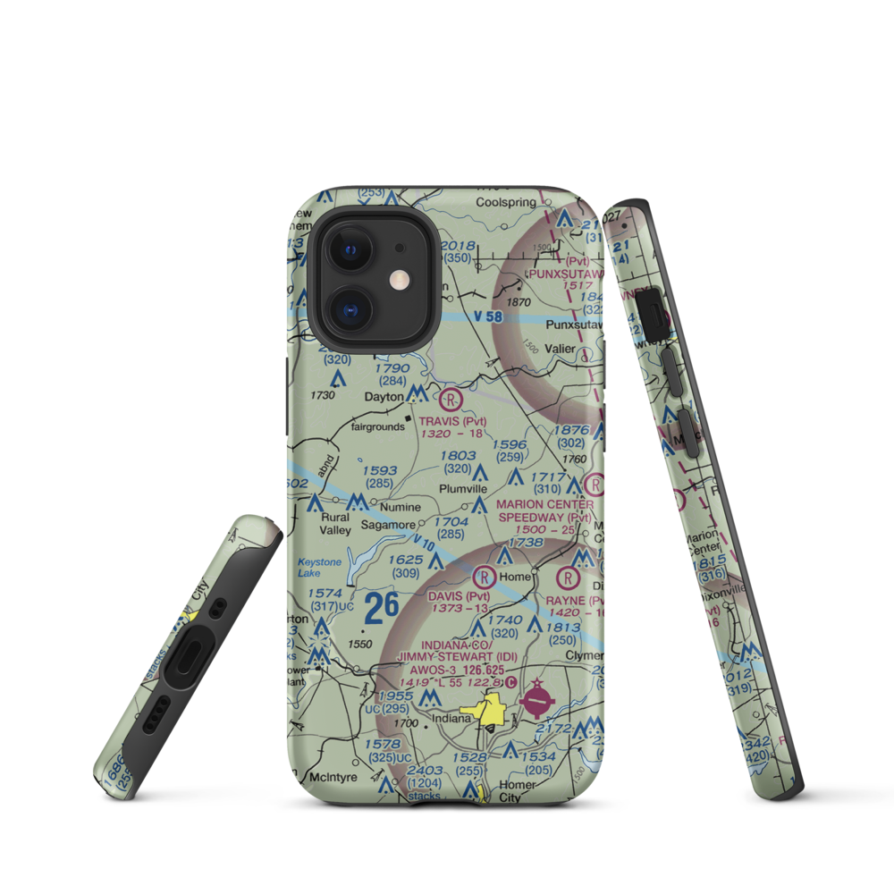 Skunk Hollow Airport (PN83) VFR Sectional  Tough iPhone Case iPhone 12 mini model shown