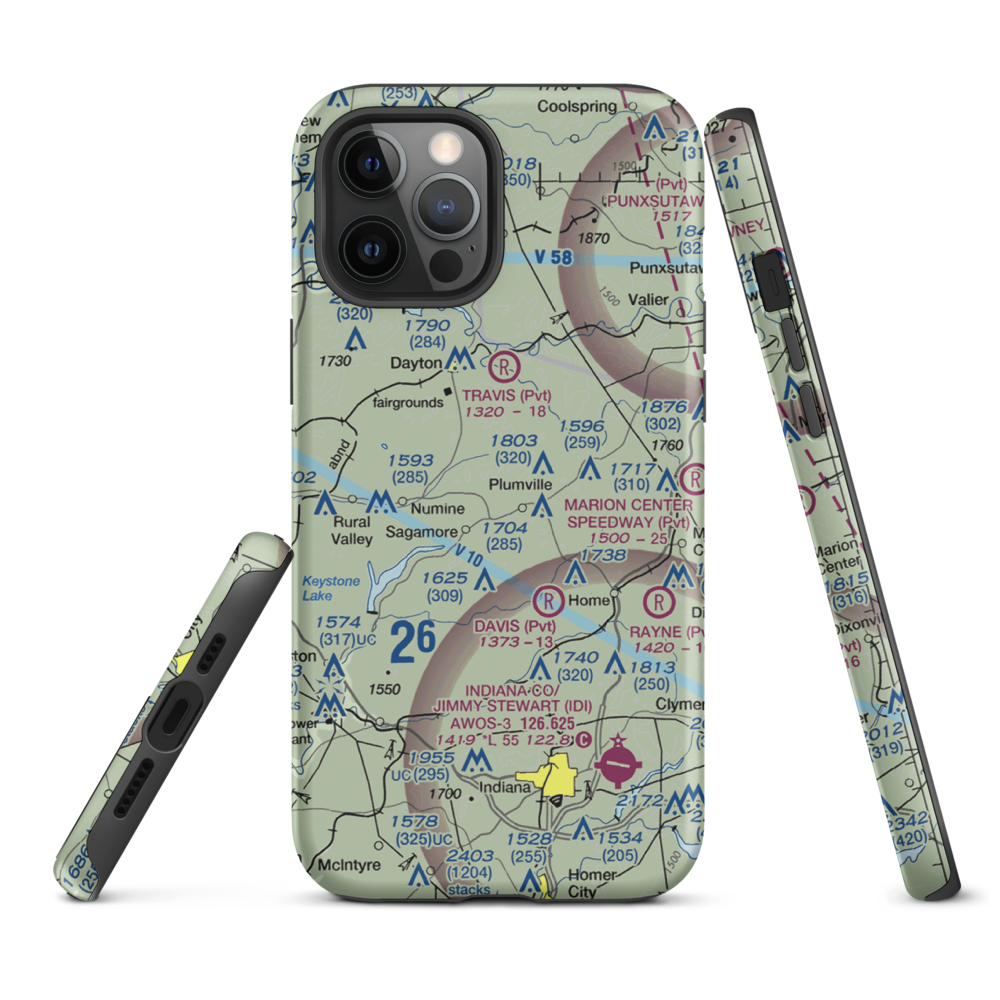 Skunk Hollow Airport (PN83) VFR Sectional  Tough iPhone Case iPhone 12 Pro Max model shown