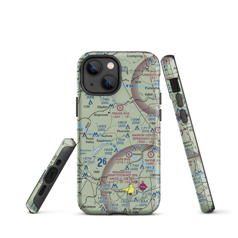 Skunk Hollow Airport (PN83) VFR Sectional  Tough iPhone Case iPhone 13 mini model shown