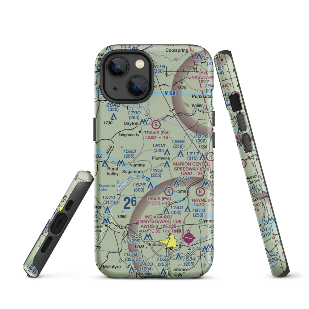 Skunk Hollow Airport (PN83) VFR Sectional  Tough iPhone Case iPhone 13 model shown