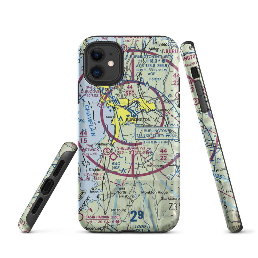 Sky Acres Airport (VT25) VFR Sectional  Tough iPhone Case iPhone 11 model shown