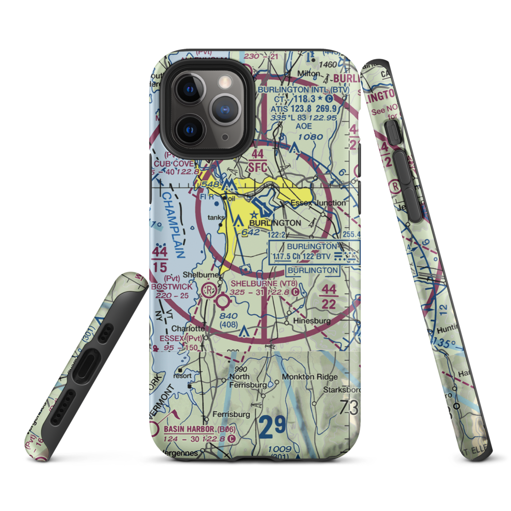 Sky Acres Airport (VT25) VFR Sectional  Tough iPhone Case iPhone 11 Pro model shown