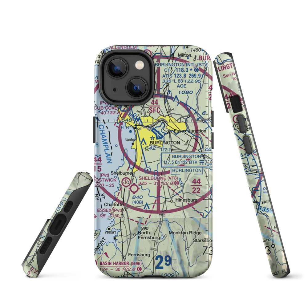 Sky Acres Airport (VT25) VFR Sectional  Tough iPhone Case iPhone 14 model shown
