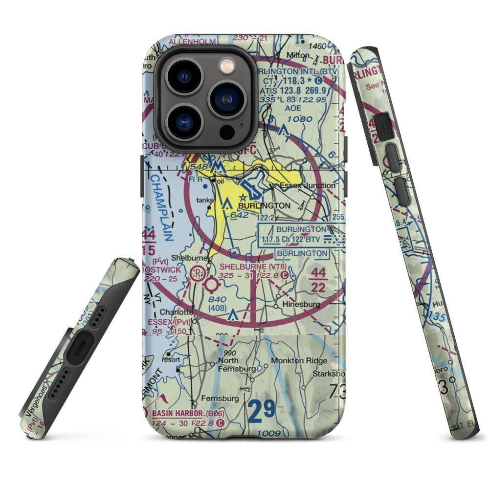 Sky Acres Airport (VT25) VFR Sectional  Tough iPhone Case iPhone 14 Pro Max model shown