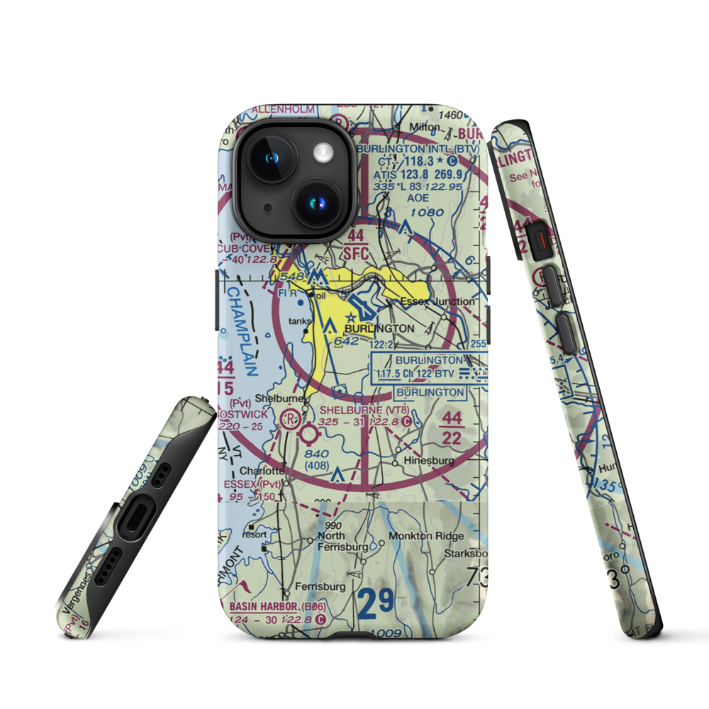 Sky Acres Airport (VT25) VFR Sectional  Tough iPhone Case iPhone 15 model shown