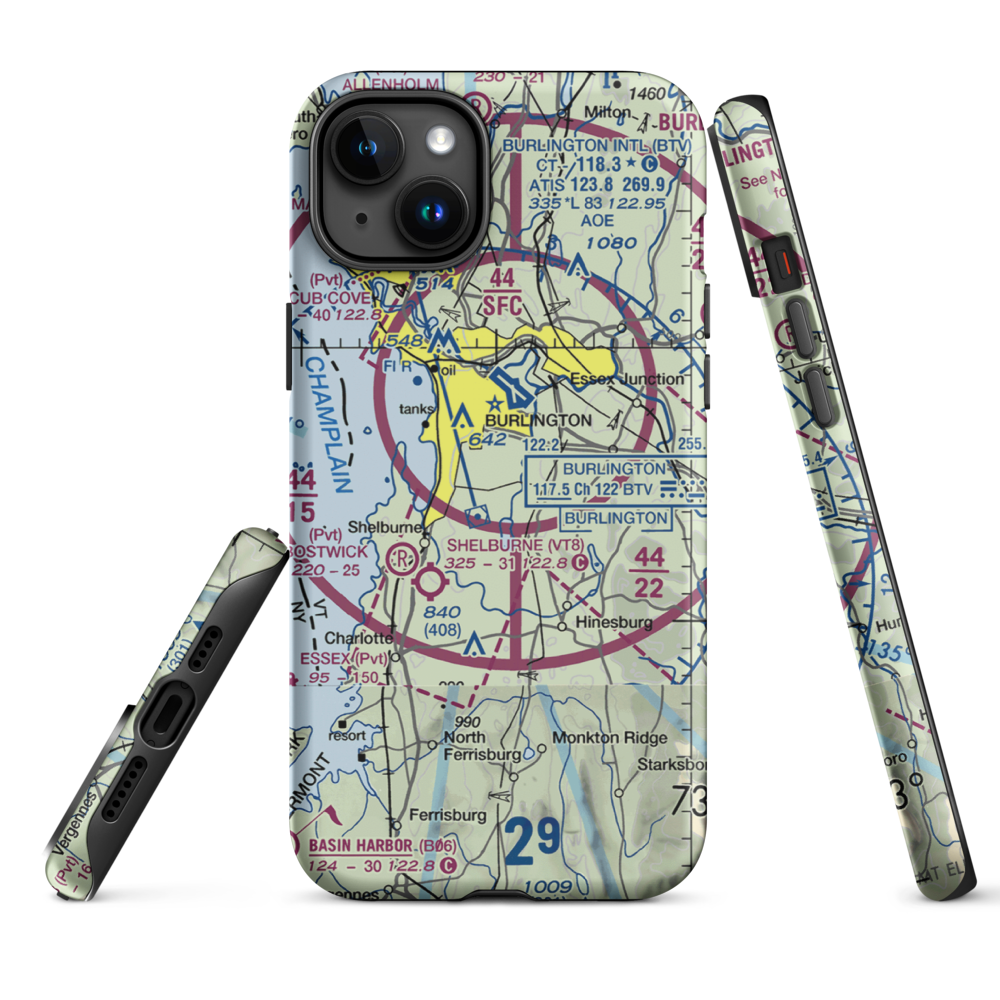 Sky Acres Airport (VT25) VFR Sectional  Tough iPhone Case iPhone 15 Plus model shown