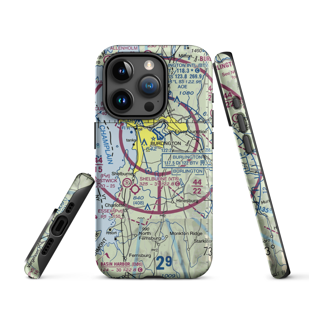 Sky Acres Airport (VT25) VFR Sectional  Tough iPhone Case iPhone 15 Pro model shown