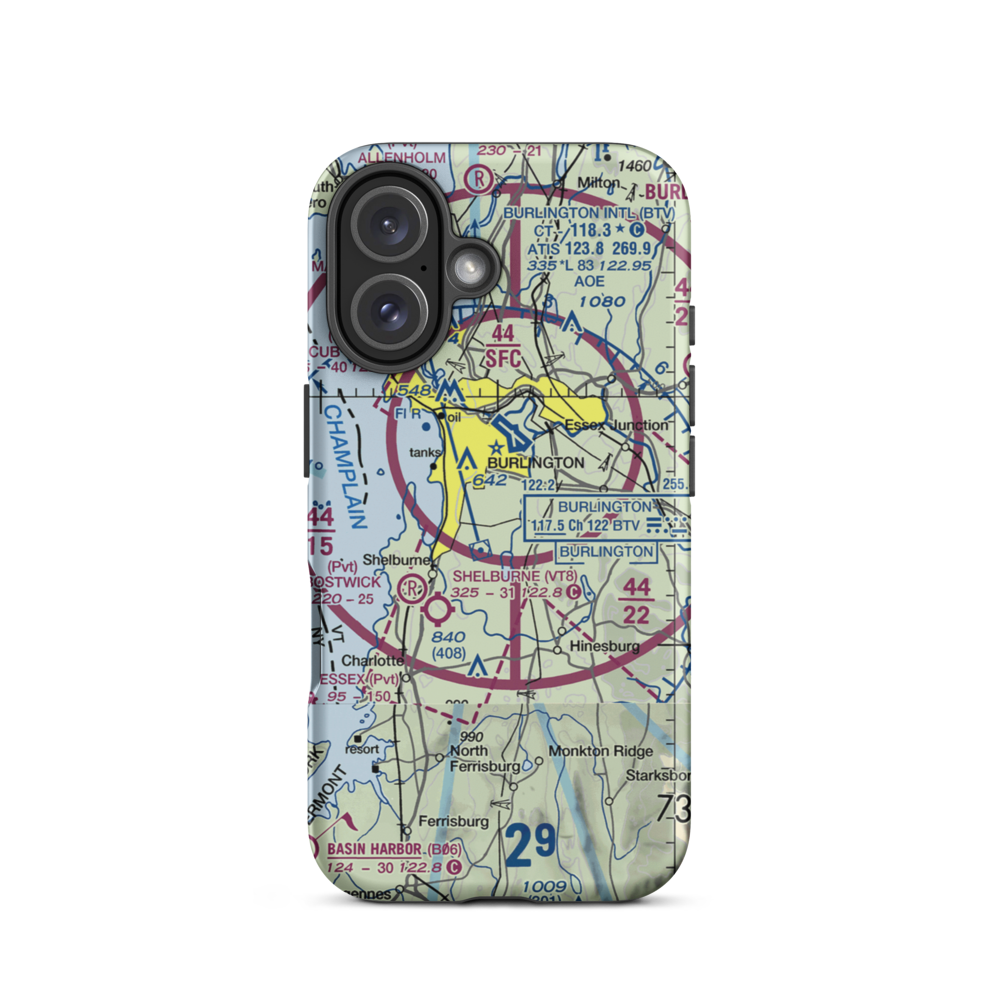 Sky Acres Airport (VT25) VFR Sectional  Tough iPhone Case iPhone 16 model shown