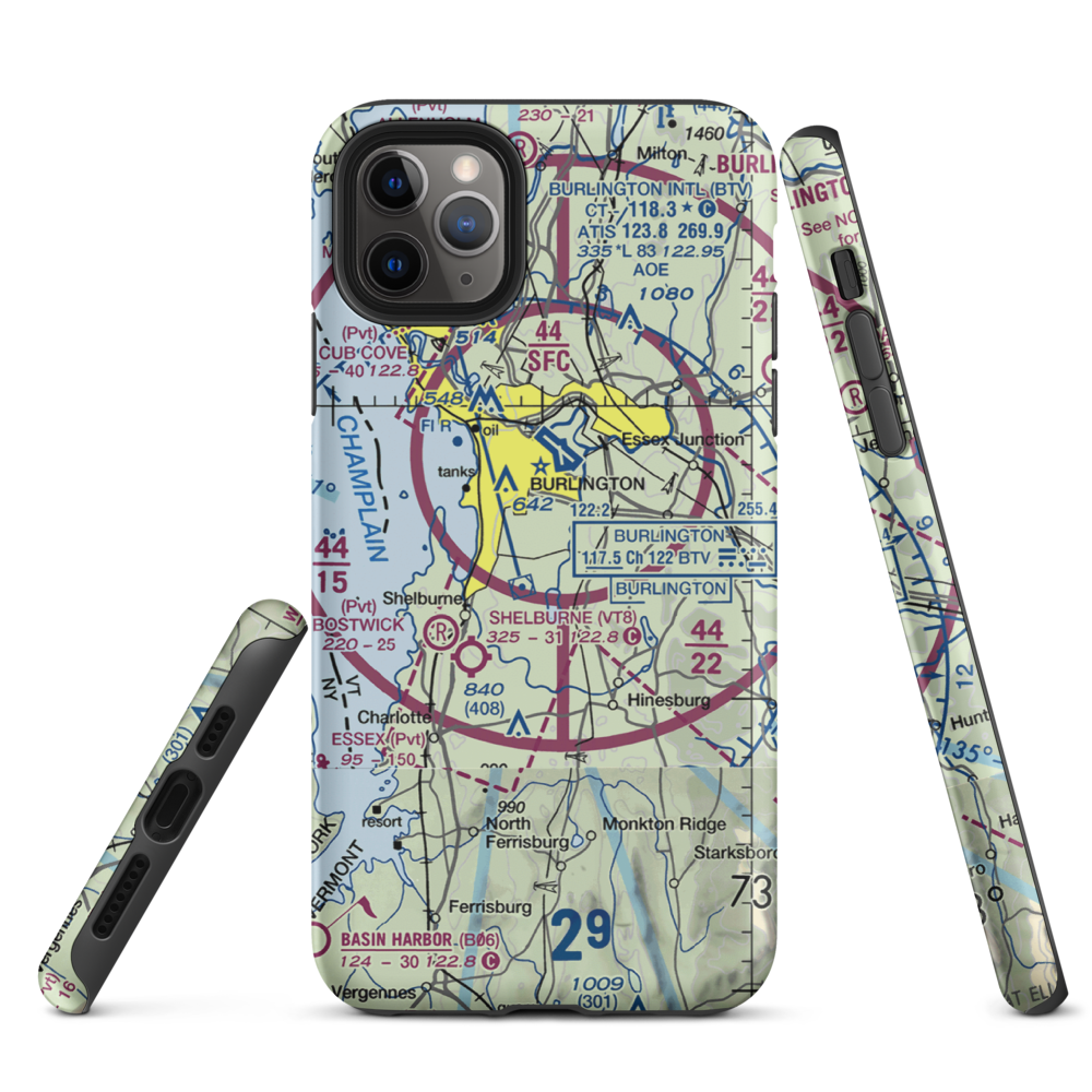 Sky Acres Airport (VT25) VFR Sectional  Tough iPhone Case iPhone 11 Pro Max model shown