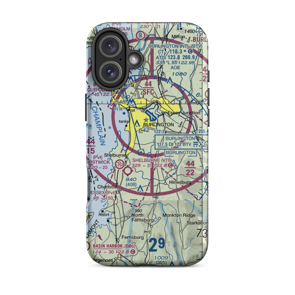 Sky Acres Airport (VT25) VFR Sectional  Tough iPhone Case iPhone 16 Plus model shown