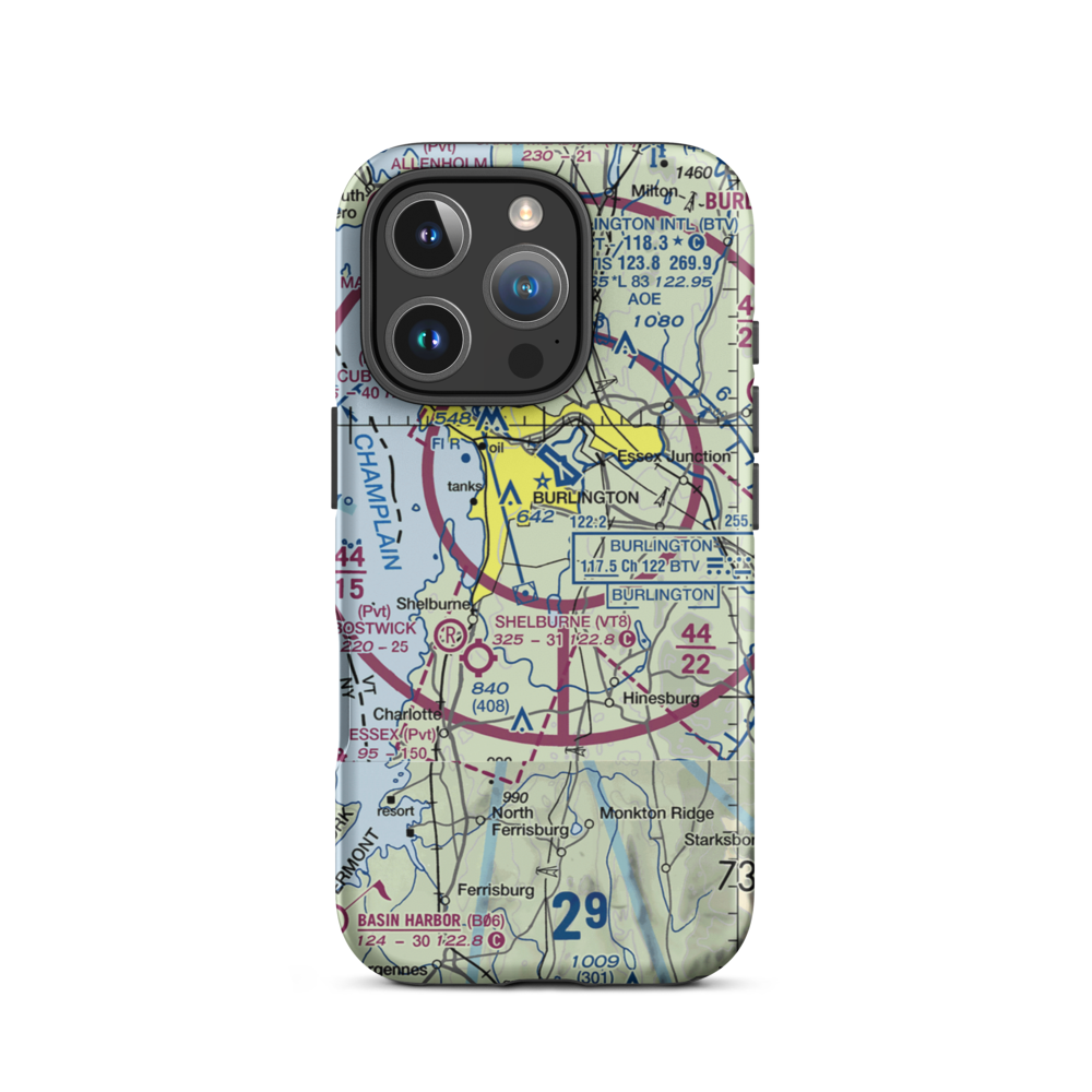 Sky Acres Airport (VT25) VFR Sectional  Tough iPhone Case iPhone 16 Pro model shown