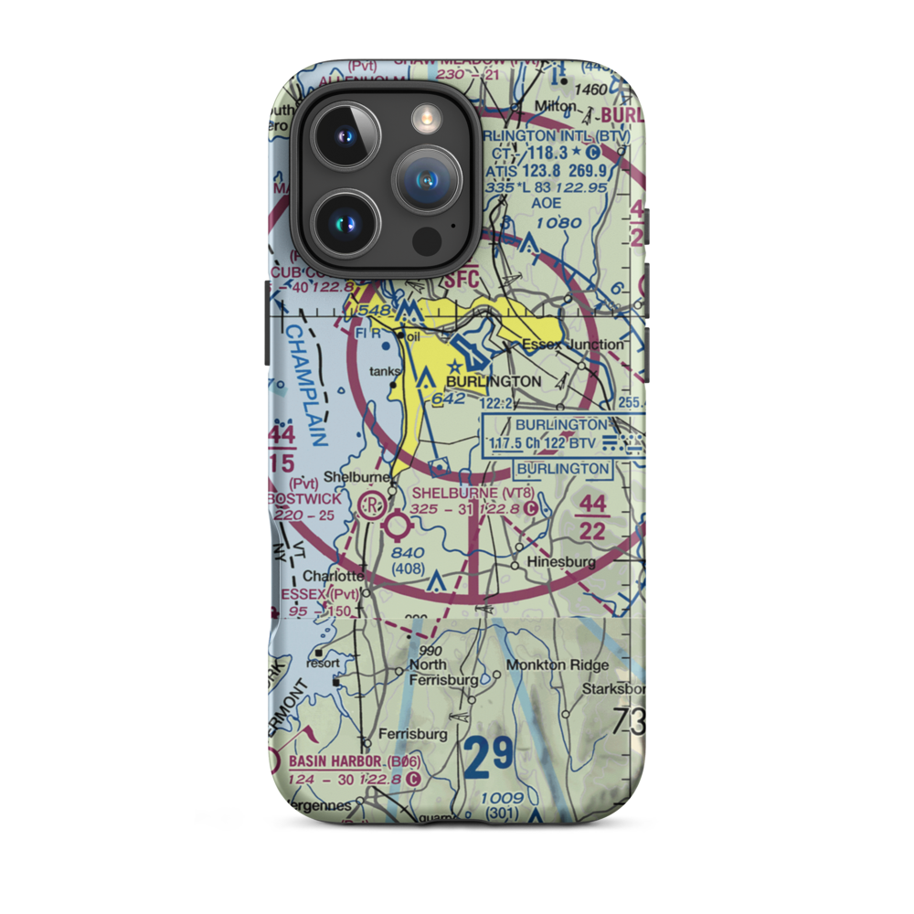 Sky Acres Airport (VT25) VFR Sectional  Tough iPhone Case iPhone 16 Pro Max model shown