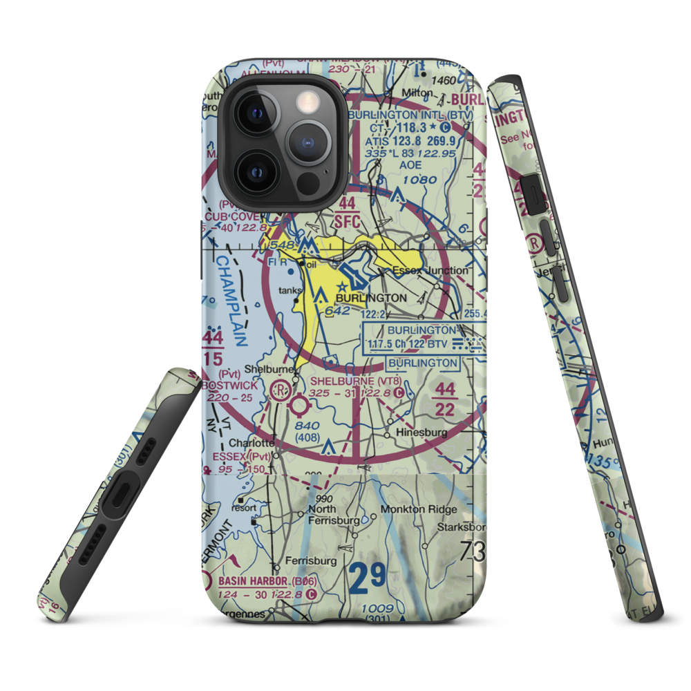 Sky Acres Airport (VT25) VFR Sectional  Tough iPhone Case iPhone 12 Pro Max model shown