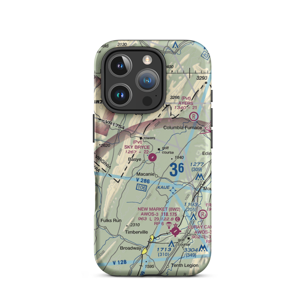 Sky Bryce Airport (VG18) VFR Sectional  Tough iPhone Case iPhone 16 Pro model shown