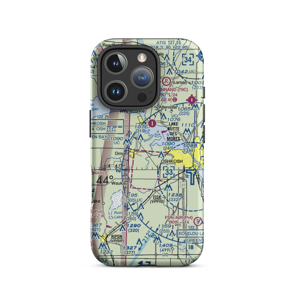 Sky Diving Airport (64WI) VFR Sectional  Tough iPhone Case iPhone 16 Pro model shown