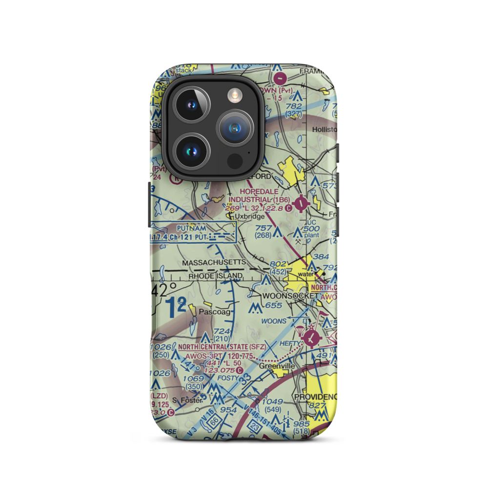 Sky Glen Airport (MA75) VFR Sectional  Tough iPhone Case iPhone 16 Pro model shown