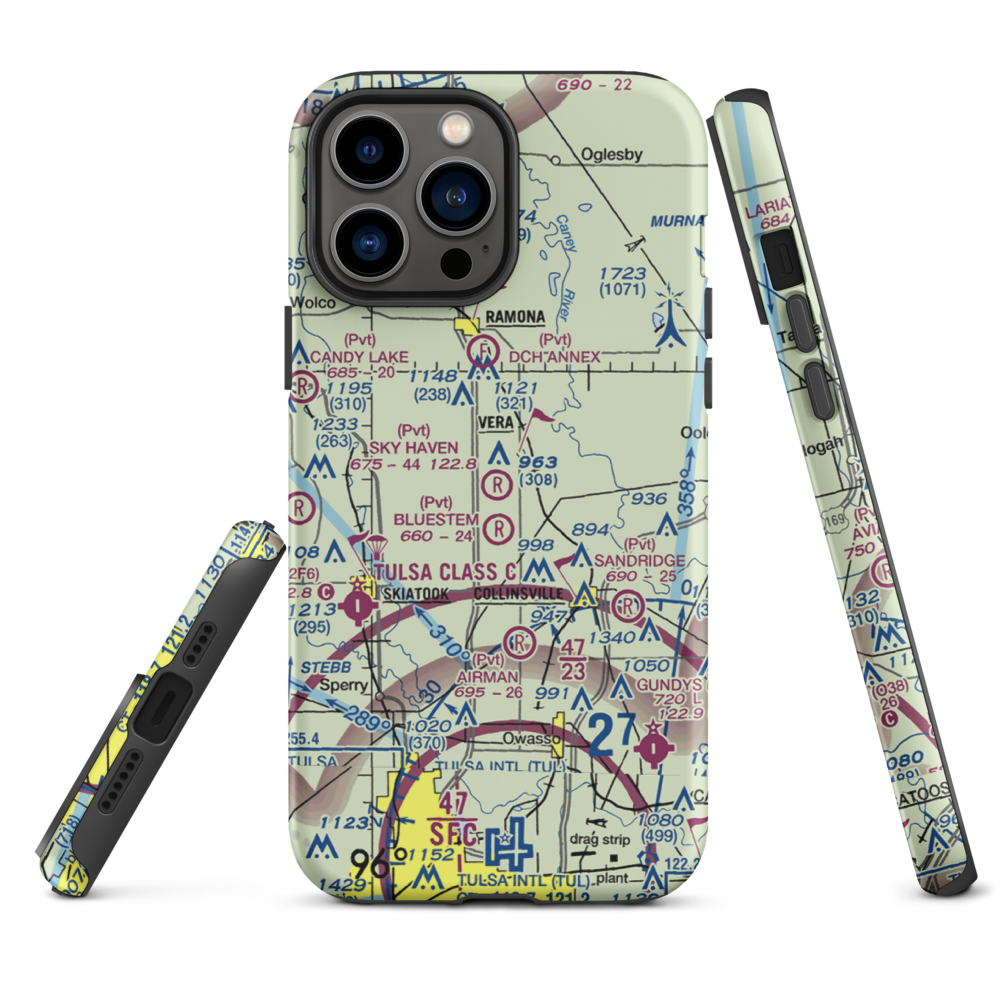 Sky Haven Airpark/Sellmeyer Field (OK01) VFR Sectional  Tough iPhone Case iPhone 13 Pro Max model shown