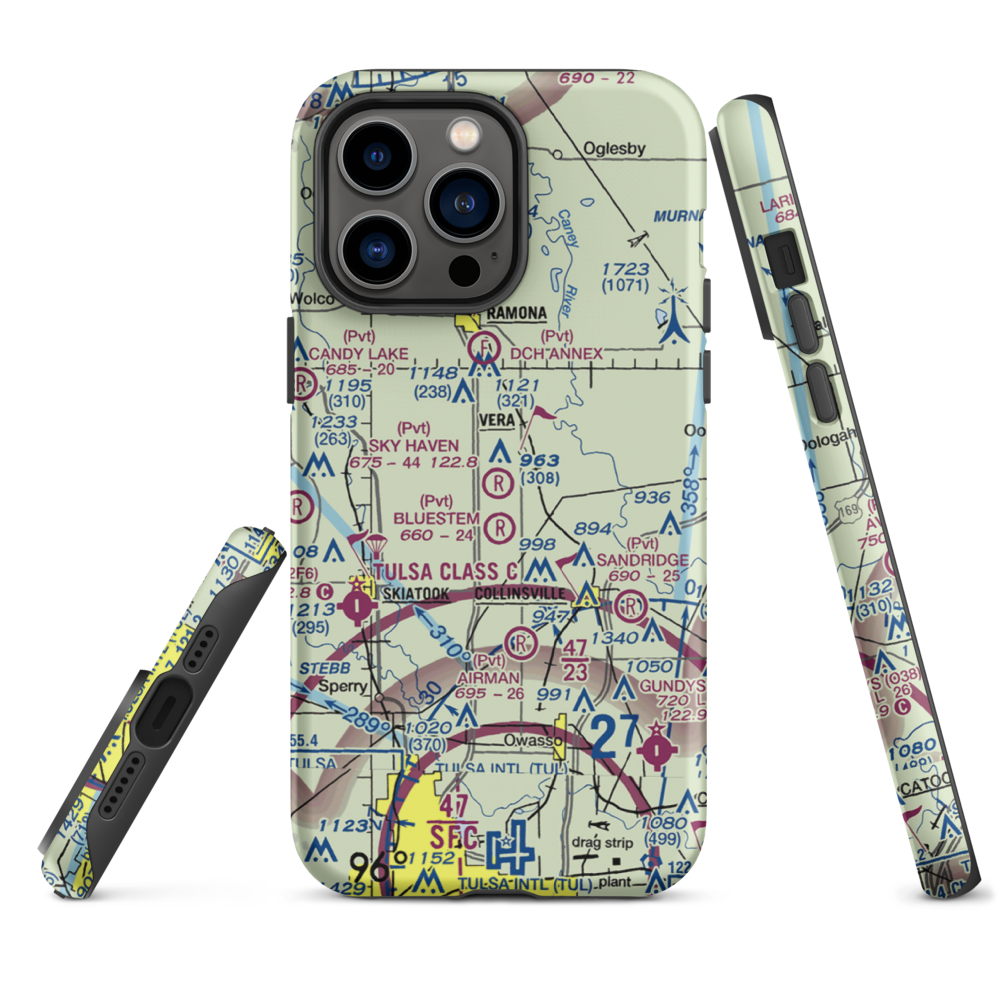 Sky Haven Airpark/Sellmeyer Field (OK01) VFR Sectional  Tough iPhone Case iPhone 14 Pro Max model shown