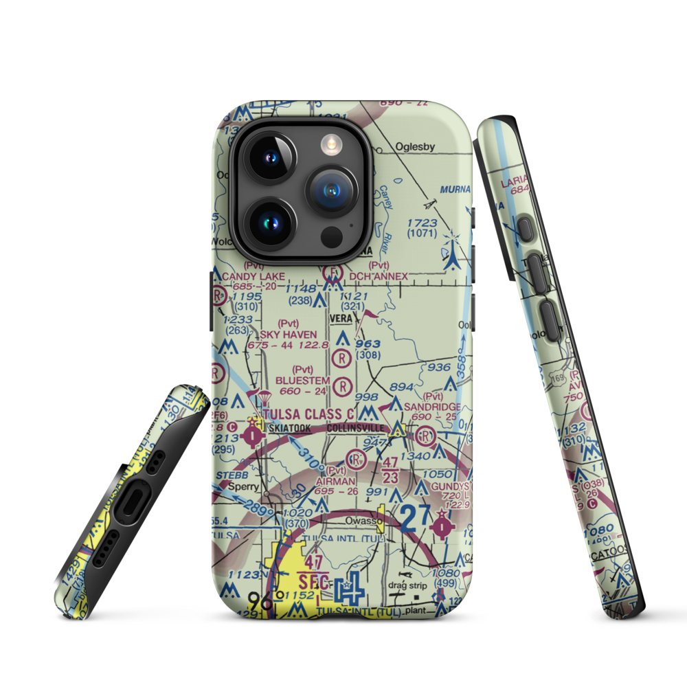 Sky Haven Airpark/Sellmeyer Field (OK01) VFR Sectional  Tough iPhone Case iPhone 15 Pro model shown