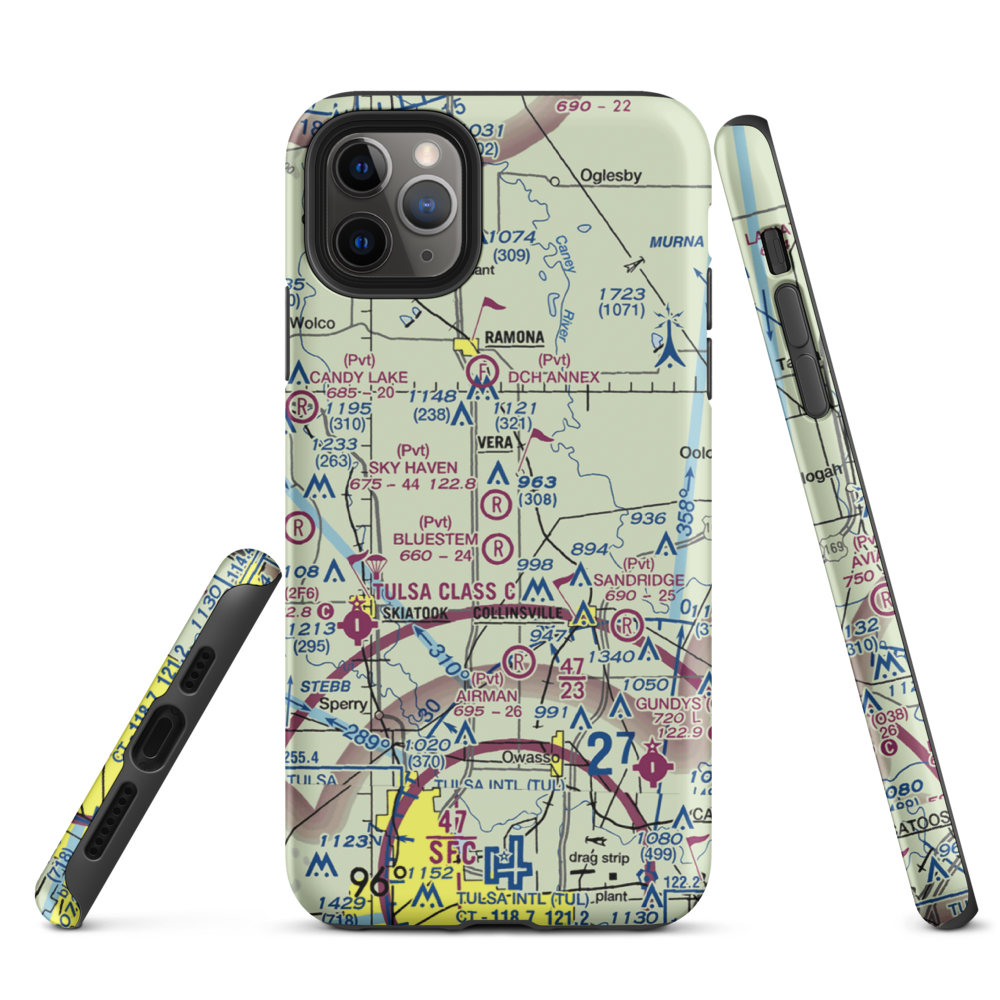 Sky Haven Airpark/Sellmeyer Field (OK01) VFR Sectional  Tough iPhone Case iPhone 11 Pro Max model shown