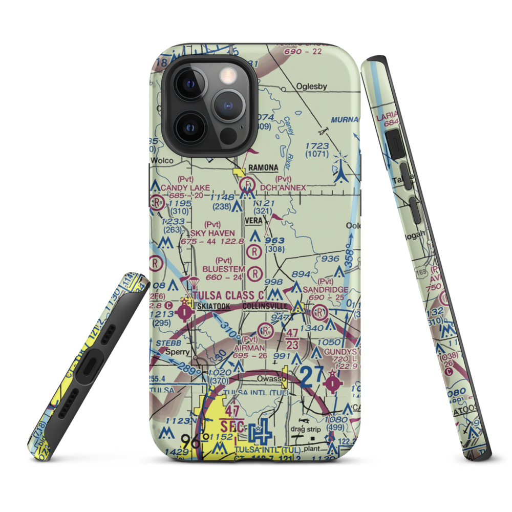 Sky Haven Airpark/Sellmeyer Field (OK01) VFR Sectional  Tough iPhone Case iPhone 12 Pro Max model shown