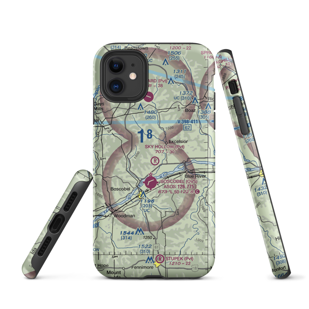 Sky Hollow Airport (WS91) VFR Sectional  Tough iPhone Case iPhone 11 model shown