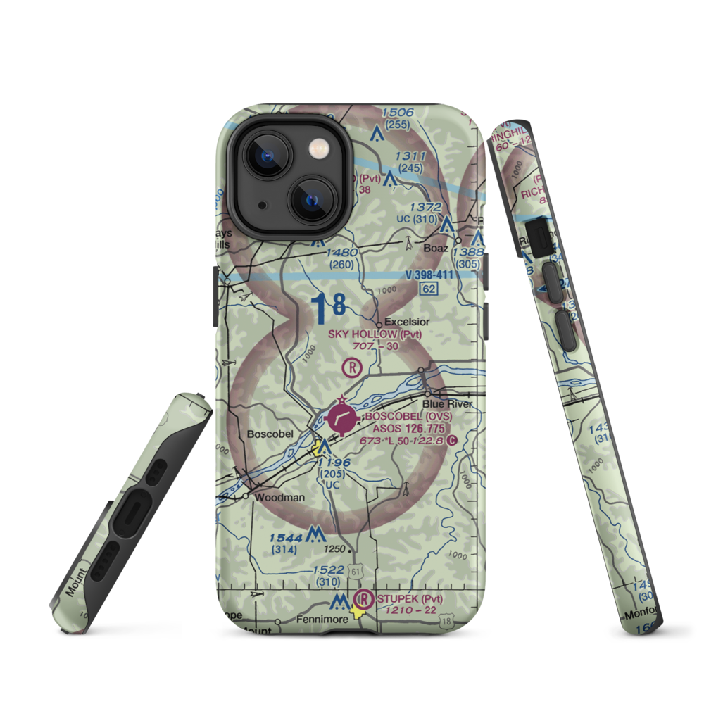 Sky Hollow Airport (WS91) VFR Sectional  Tough iPhone Case iPhone 14 model shown