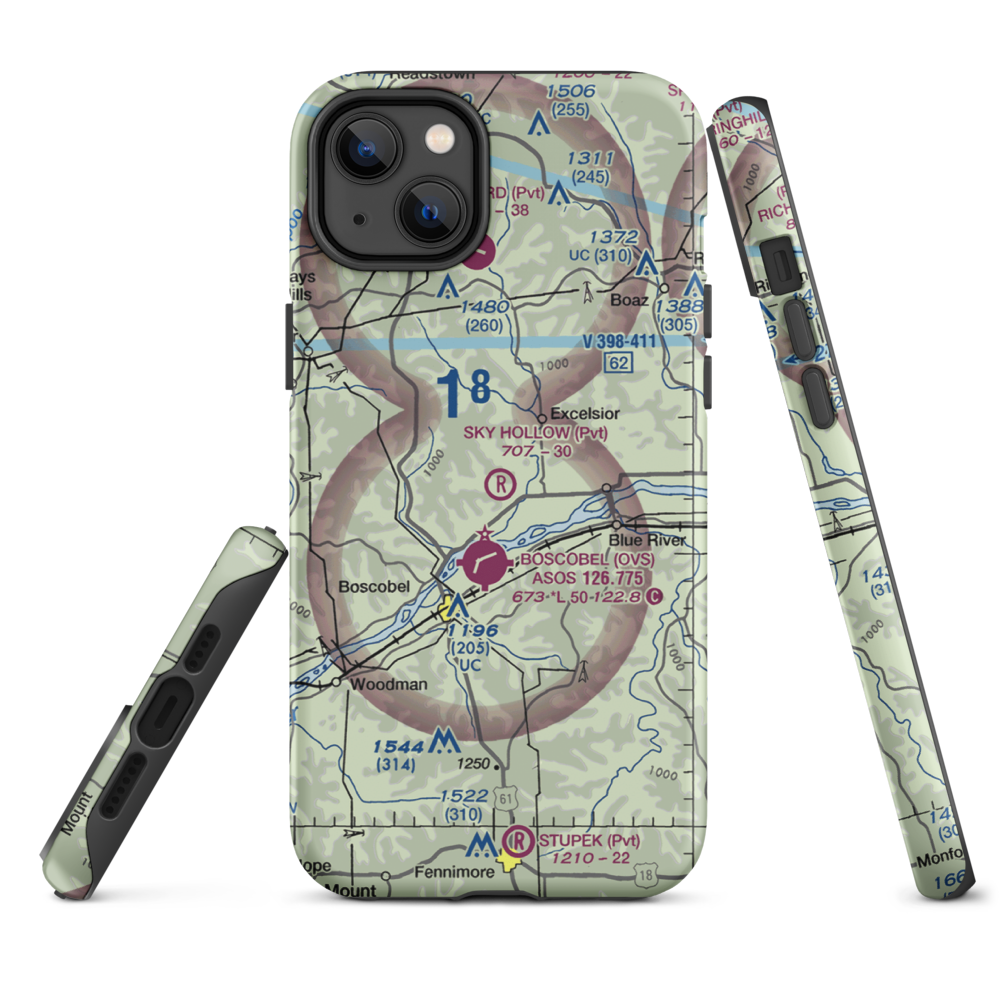 Sky Hollow Airport (WS91) VFR Sectional  Tough iPhone Case iPhone 14 Plus model shown