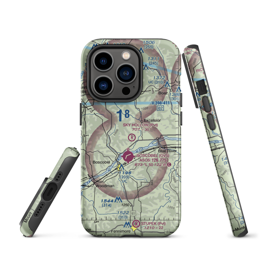 Sky Hollow Airport (WS91) VFR Sectional  Tough iPhone Case iPhone 14 Pro model shown