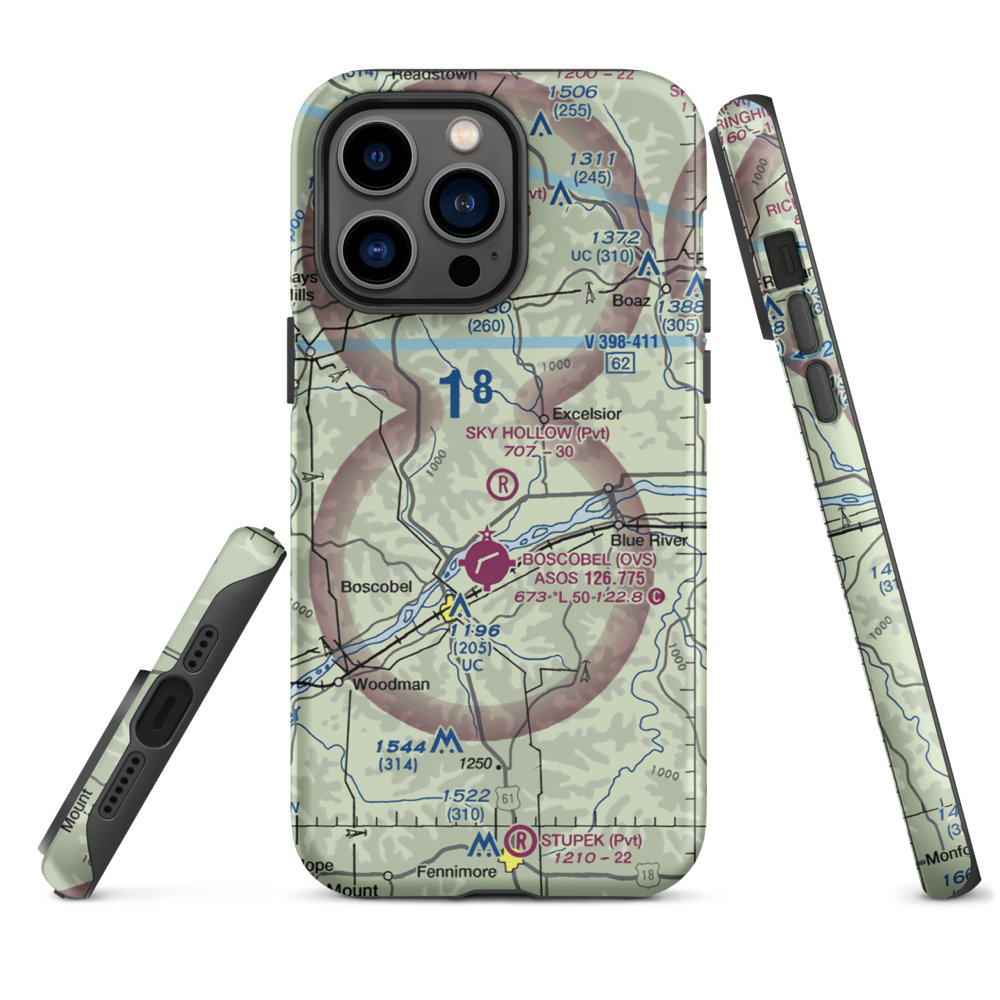 Sky Hollow Airport (WS91) VFR Sectional  Tough iPhone Case iPhone 14 Pro Max model shown