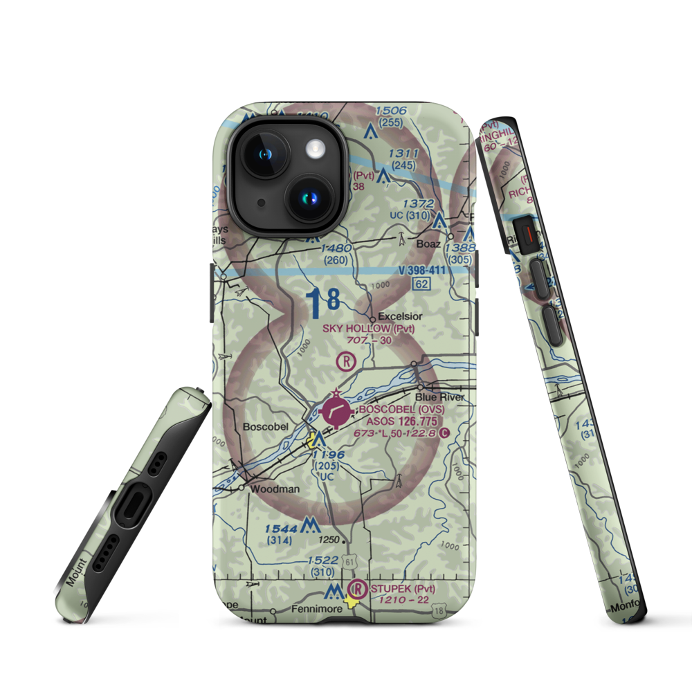 Sky Hollow Airport (WS91) VFR Sectional  Tough iPhone Case iPhone 15 model shown