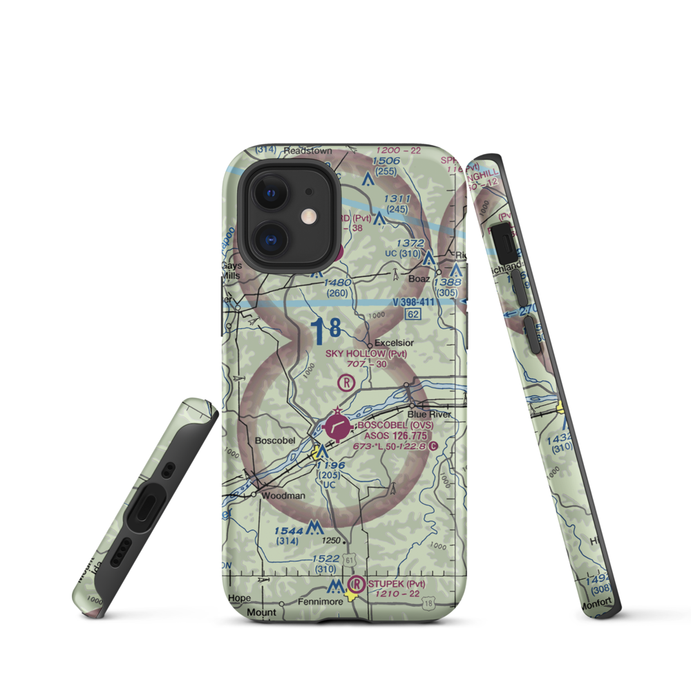 Sky Hollow Airport (WS91) VFR Sectional  Tough iPhone Case iPhone 12 mini model shown