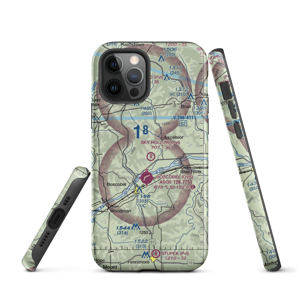 Sky Hollow Airport (WS91) VFR Sectional  Tough iPhone Case iPhone 12 Pro model shown