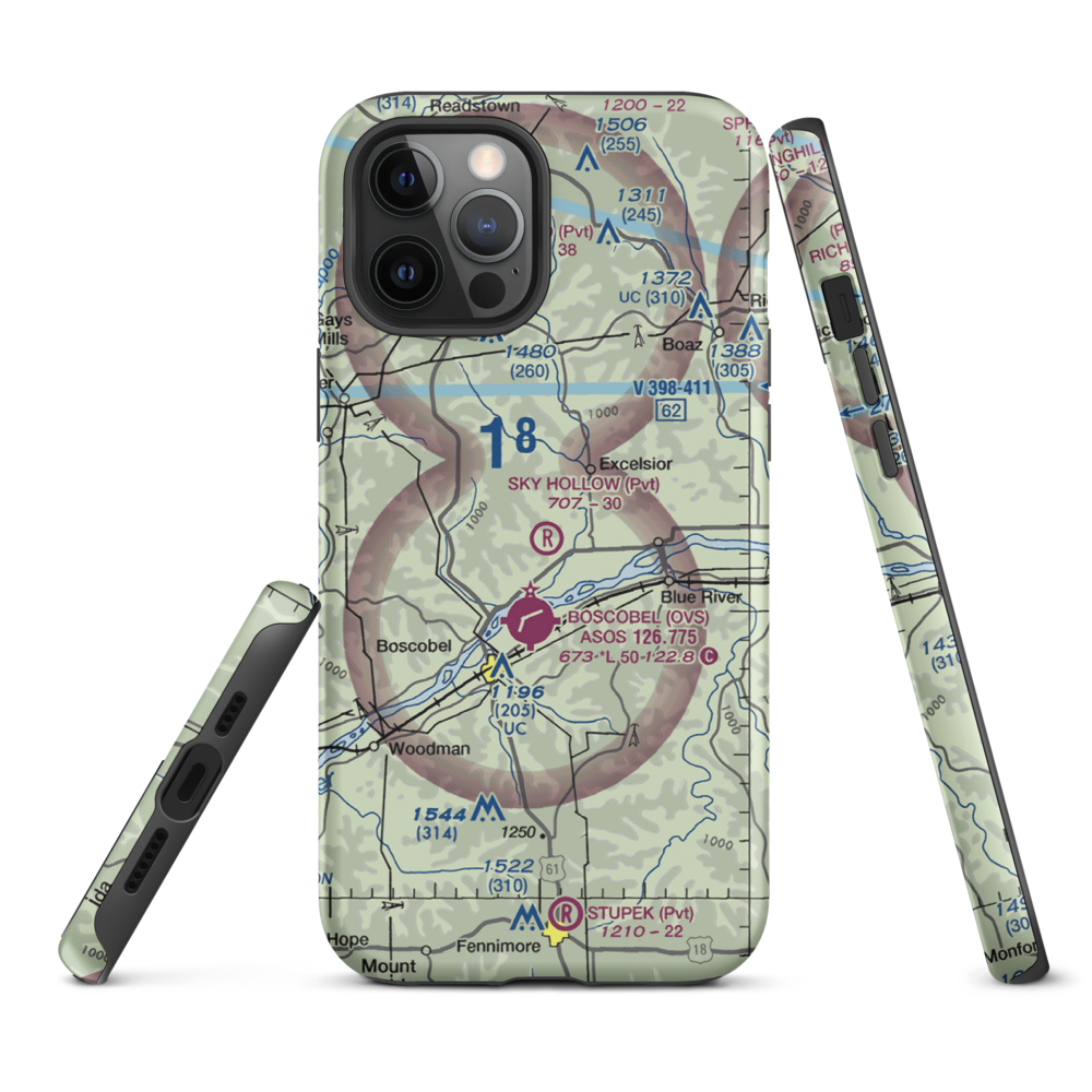 Sky Hollow Airport (WS91) VFR Sectional  Tough iPhone Case iPhone 12 Pro Max model shown