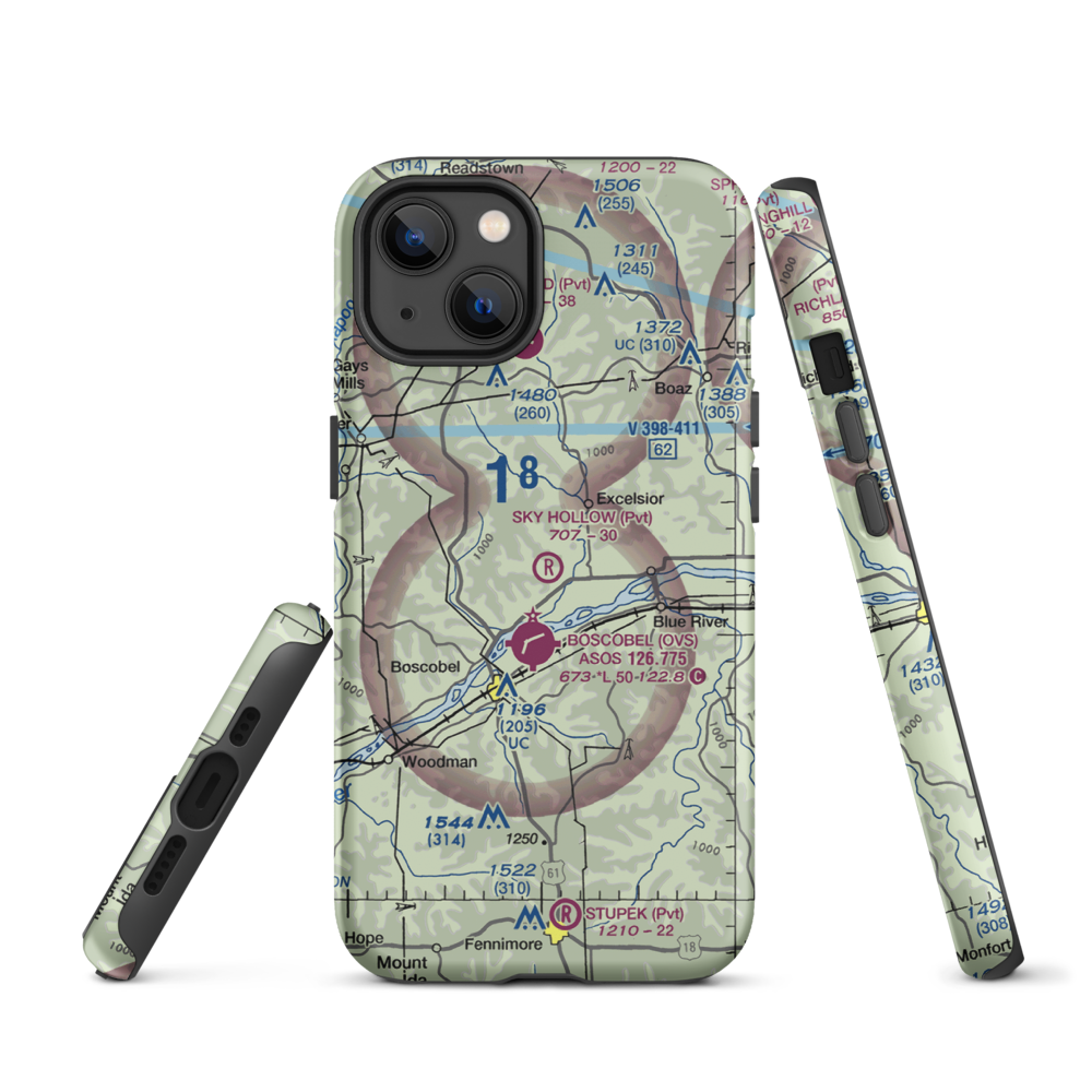 Sky Hollow Airport (WS91) VFR Sectional  Tough iPhone Case iPhone 13 model shown