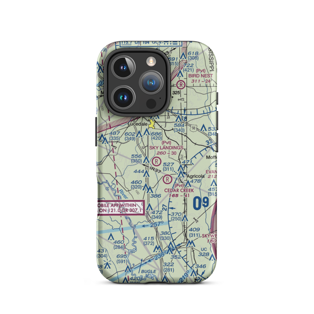 Sky Landings Airport (22MS) VFR Sectional  Tough iPhone Case iPhone 16 Pro model shown