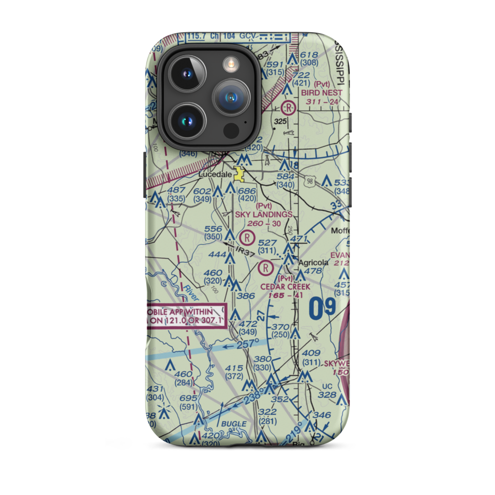 Sky Landings Airport (22MS) VFR Sectional  Tough iPhone Case iPhone 16 Pro Max model shown