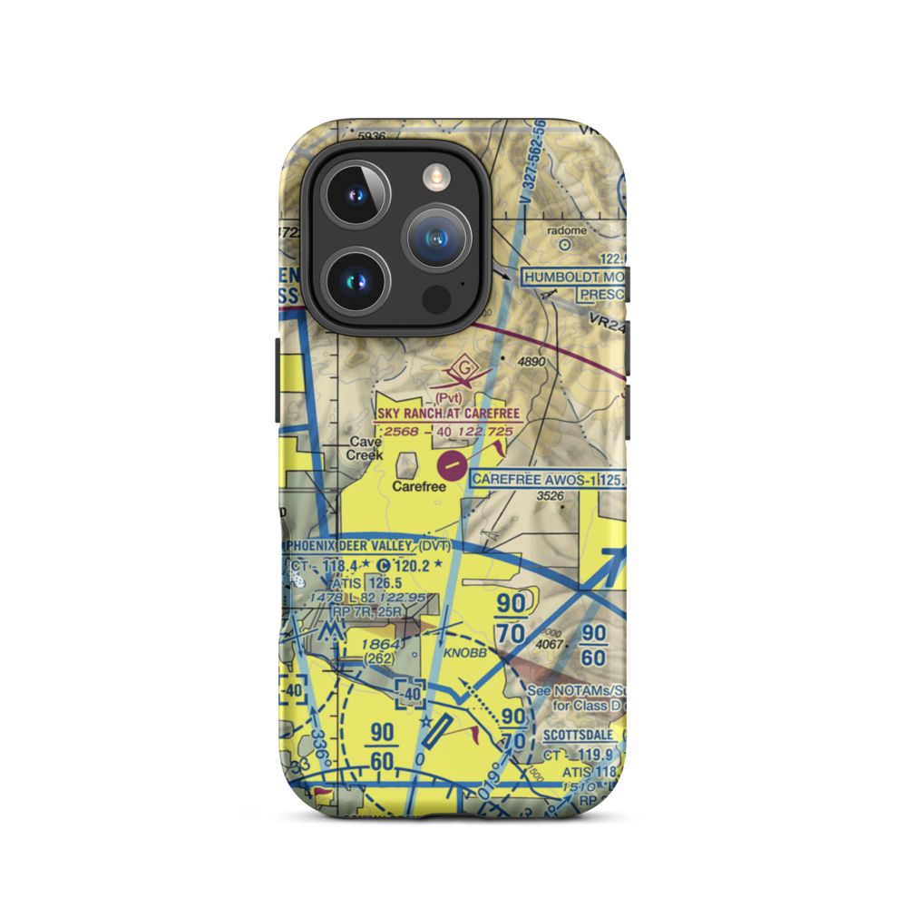 Sky Ranch At Carefree Airport (18AZ) VFR Sectional  Tough iPhone Case iPhone 16 Pro model shown